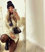 Lade das Bild in den Galerie-Viewer, Strickkleid mit Schlitzen, creme