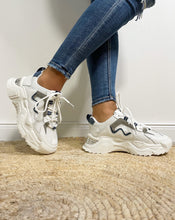 Lade das Bild in den Galerie-Viewer, Plateau Sneaker, weiß/grau/blau