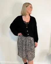 Lade das Bild in den Galerie-Viewer, Midirock mit Leomuster, schwarz/taupe