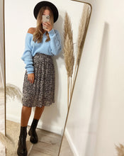 Lade das Bild in den Galerie-Viewer, Midirock mit Leomuster, schwarz/taupe